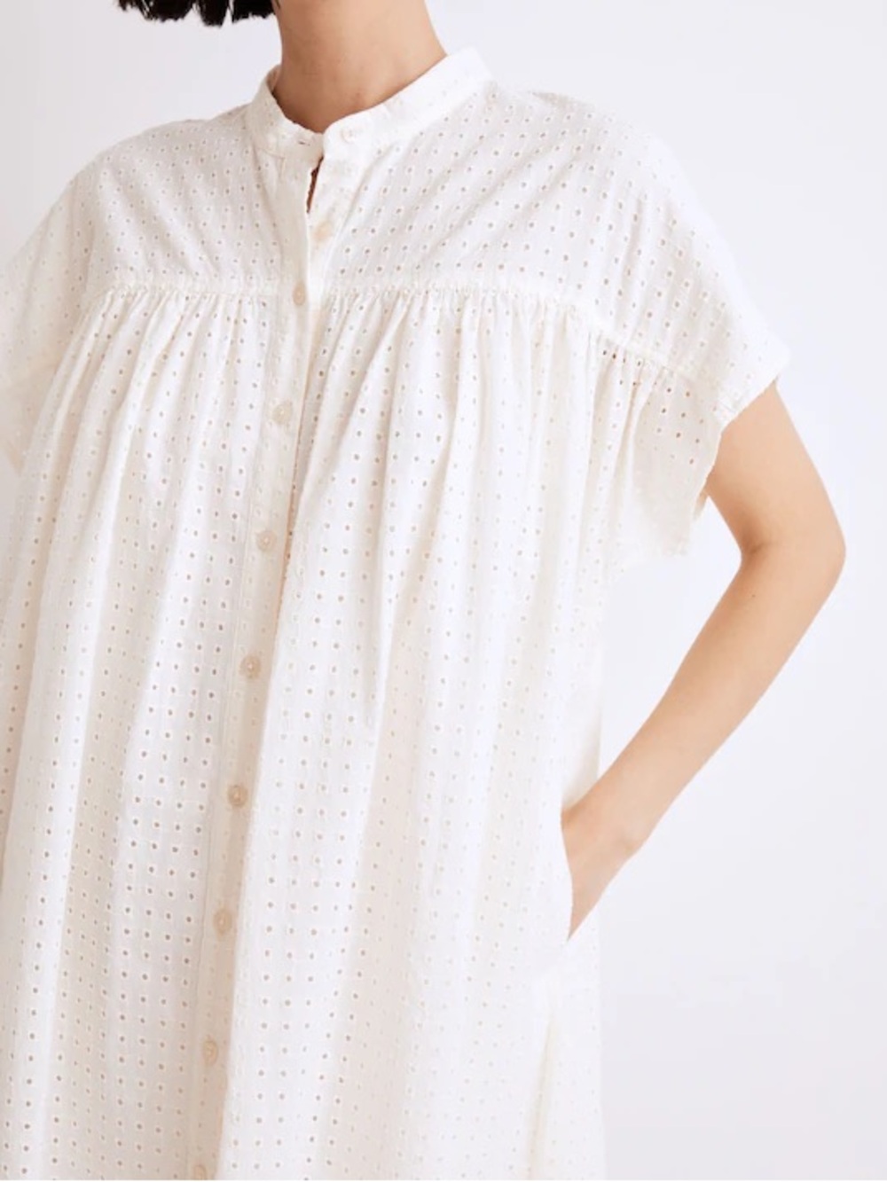 Madewell Eyelet Boxy Mini Shirtdress - Lighthouse